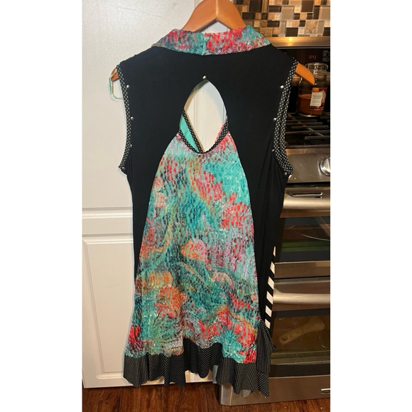 Tango Mango Multi Pattern Ruffled Botton V-Neck Dress XL - Picture 7 of 7